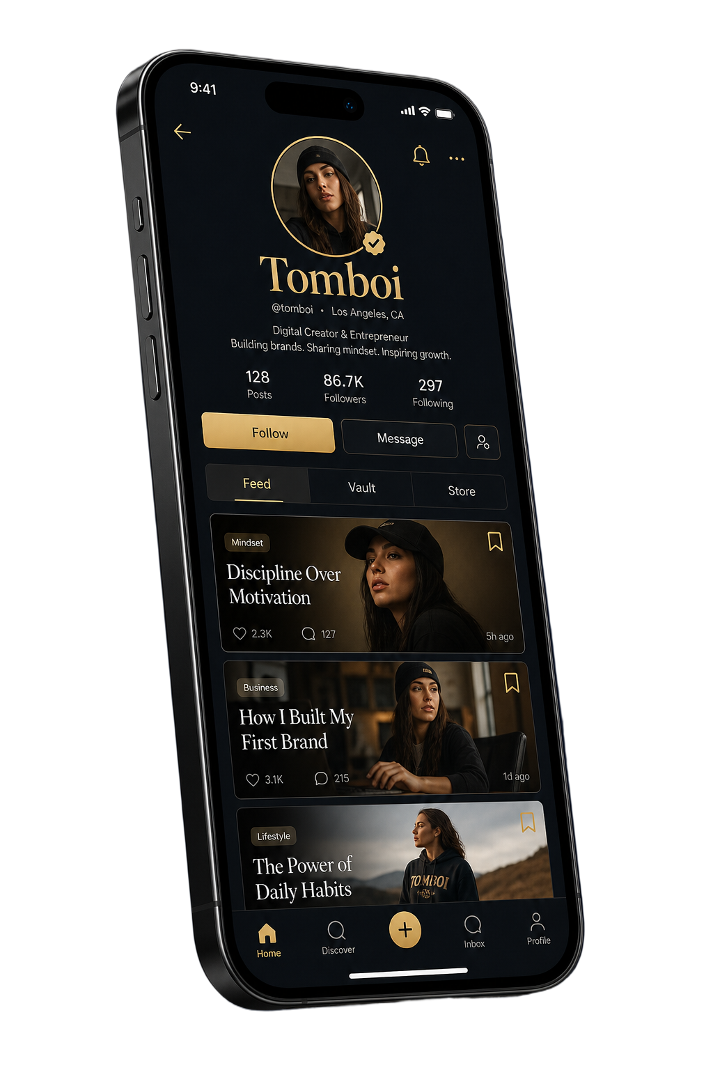 Tomboi App mockup